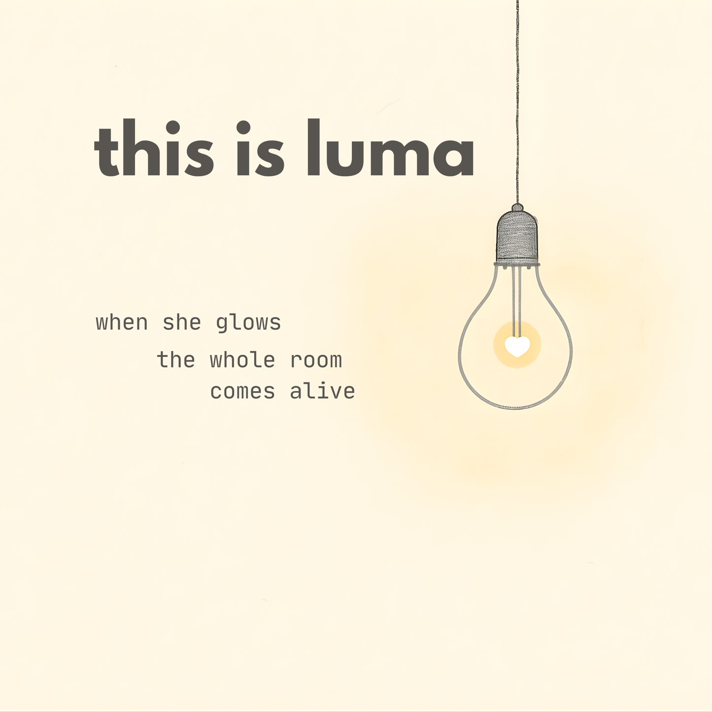 Light bulb with 'this is luma' text on a beige background